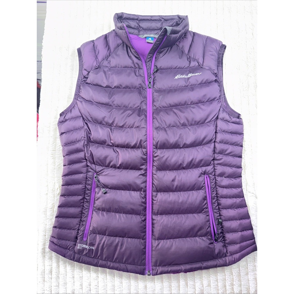 Eddie Bauer Puffer Vest Women S Purple Pockets 800 Goose StormDown First Ascent